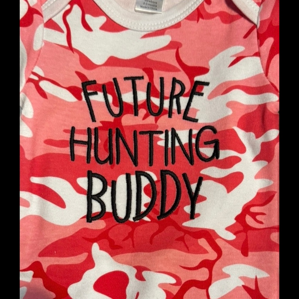 Future Hunting Buddy infant onesie- Pink Camouflage
